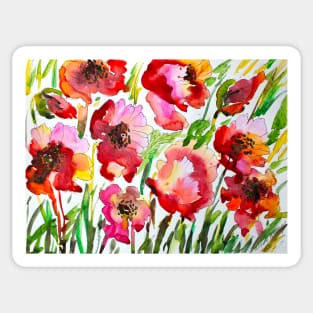 Poppies Watercolor Painting Sticker